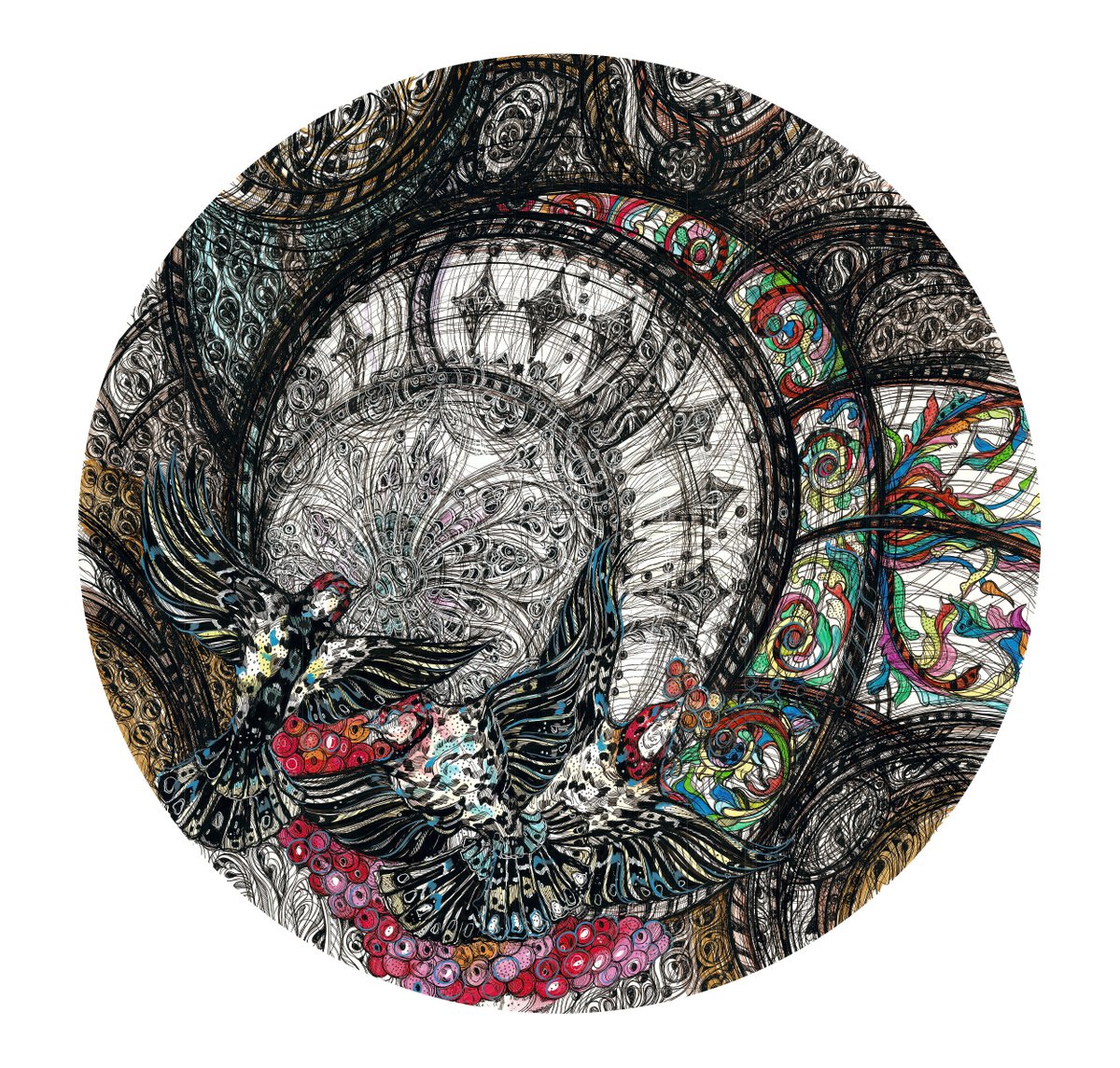 Impressionistic Cityscapes Painting By Maria Susarenko, 31 X 31", Reims Cathedral Tondo, Original Artwork