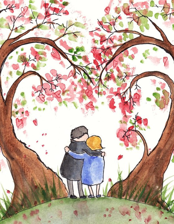 X Couple and Love Hearts Tree