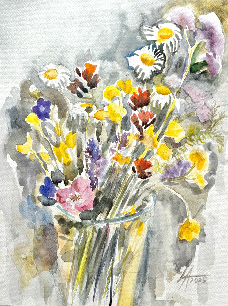 Impressionistic Botanical Watercolour By Elena Lykhodid, 9 X 13, Lovely Summer, Original Artwork