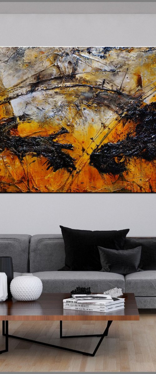 Loaded Sienna 270cm x 120cm Sienna Black Abstract Art by Franko