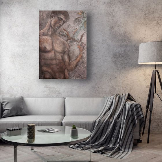 MY LOVE, MY LIFE, MY BEAST Large Original Male Nude Painting on Canvas