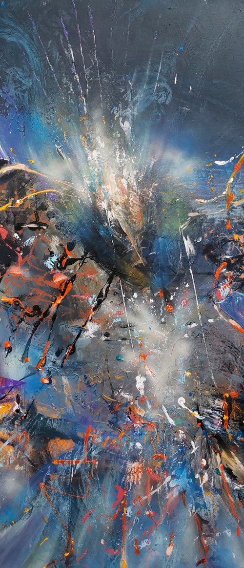 Gigantic XXL huge painting fascinating shape and colors abstract bird butterfly dreams childhood theme signed O KLOSKA by Kloska Ovidiu