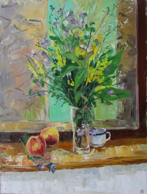 Wildflowers and peaches by Kateryna Bortsova
