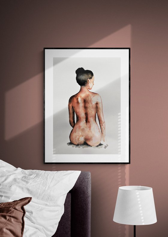 naked beauty - original watercolor art
