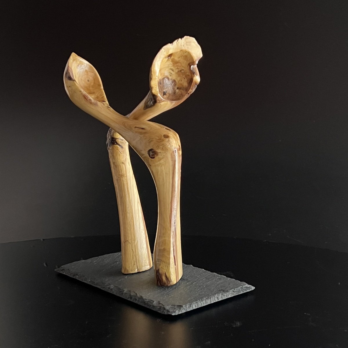 Pair of wooden spoon figures by Roland Kopfer