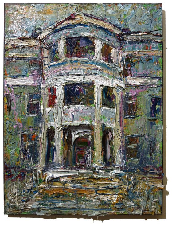 Original Oil Painting Architecture  Expressionism