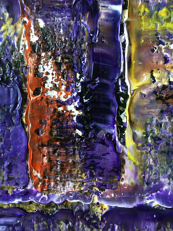 "Rock Me In Purple" - Original Large PMS Oil Painting On Canvas - 36 x 18 inches