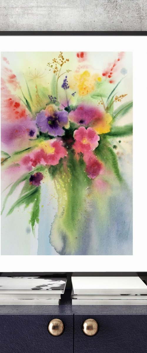 Whispers of a Summer Garden by Olga Beliaeva Watercolour