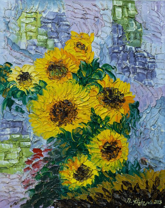 Sunflowers  (40x50cm, oil painting, ready to hang)