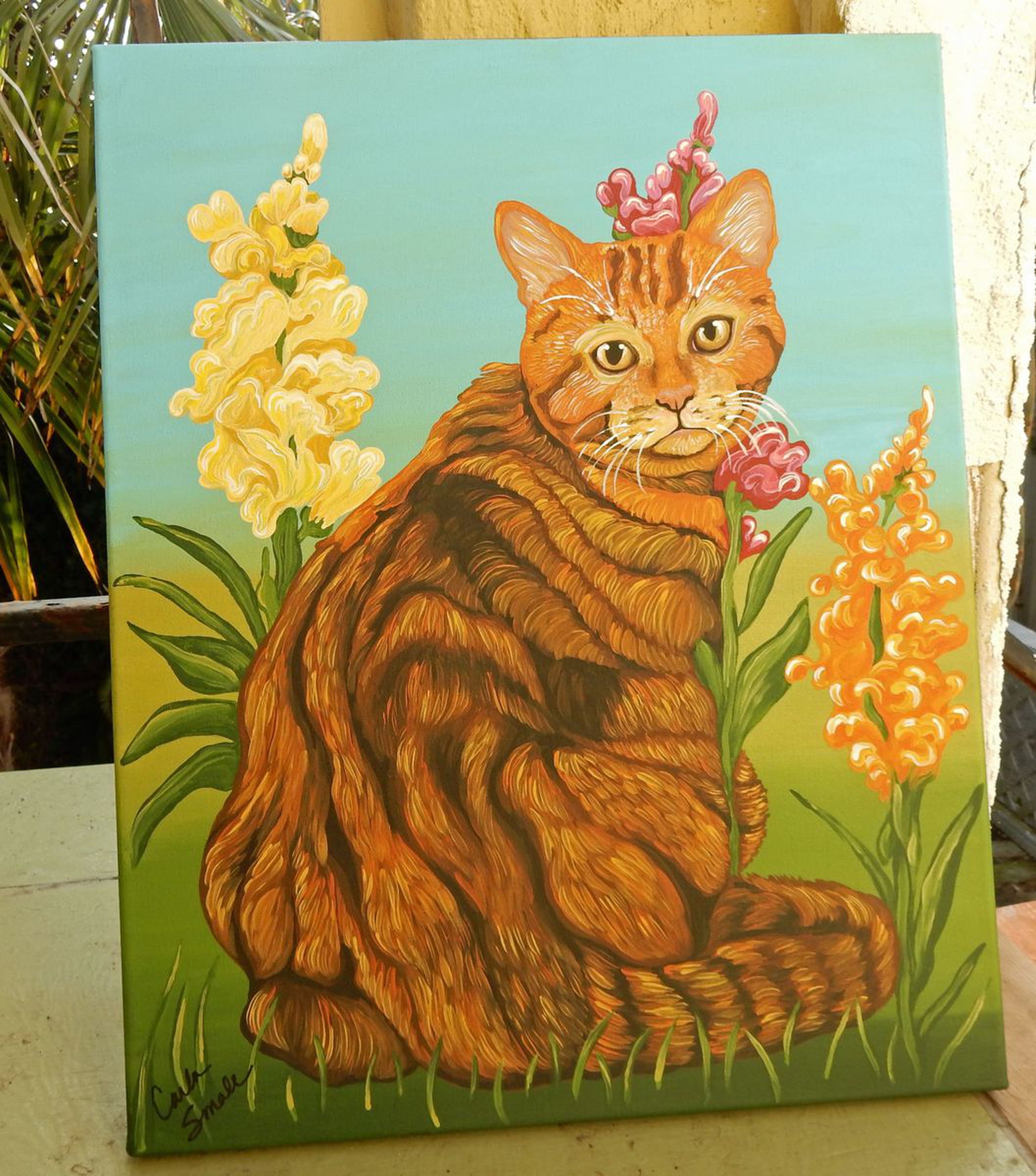 Orange Tabby Cat Acrylic Gouache 16 X 20 Stretch Artfinder