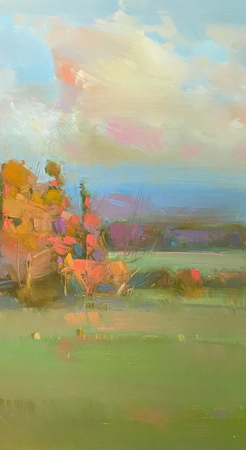 Fall, Landscape oil painting, Handmade artwork, by Vahe Yeremyan