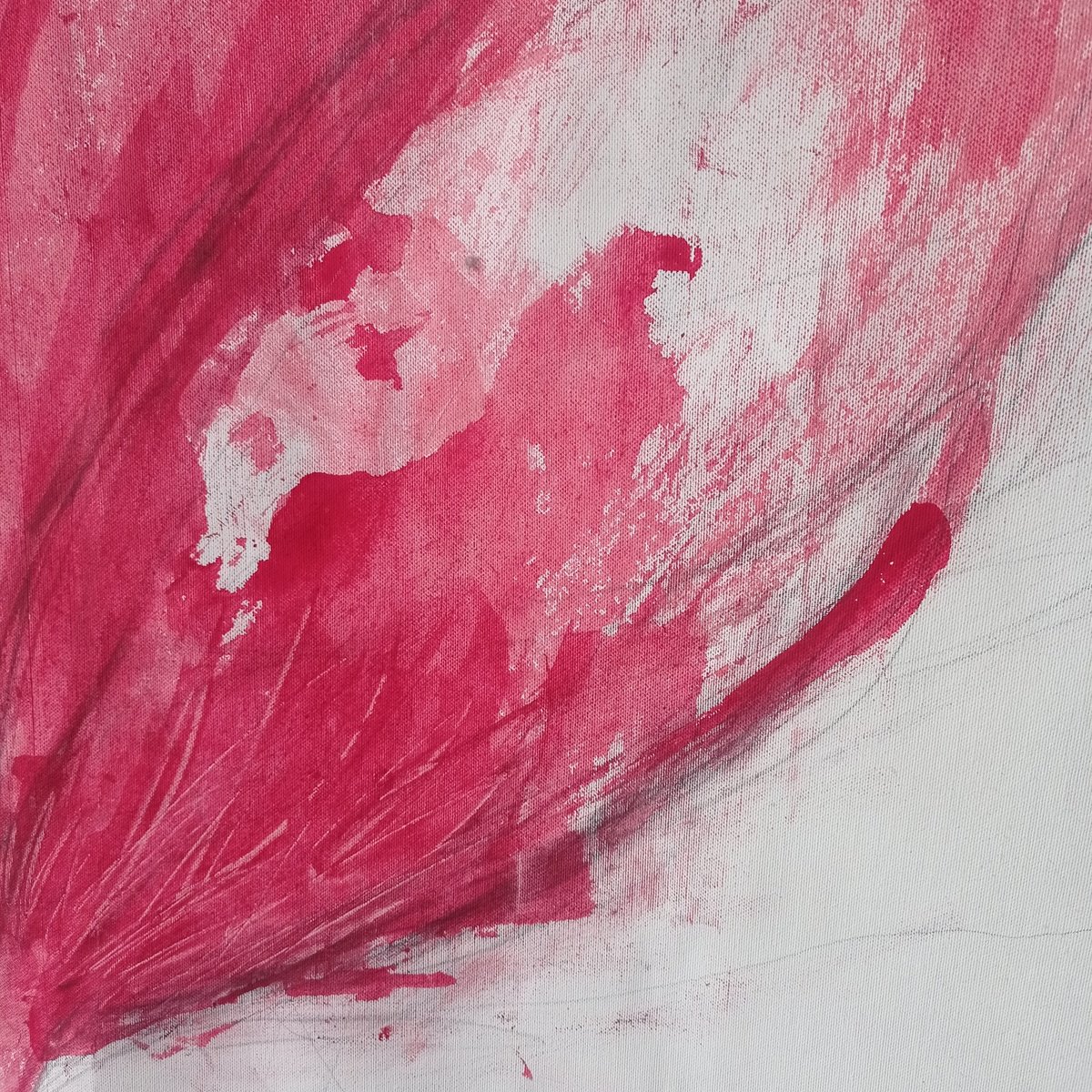 Abstract Botanical Acrylic Painting By Olena Karpenko, 33 X 41", Tulip, Original Artwork