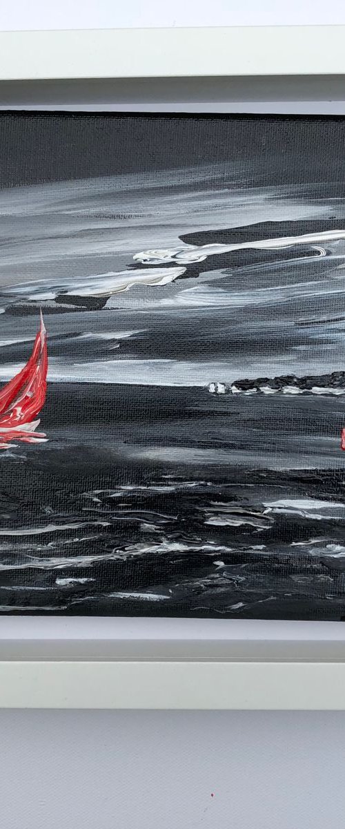 Sailing towards Old Harry Rock in Dorset by Marja Brown