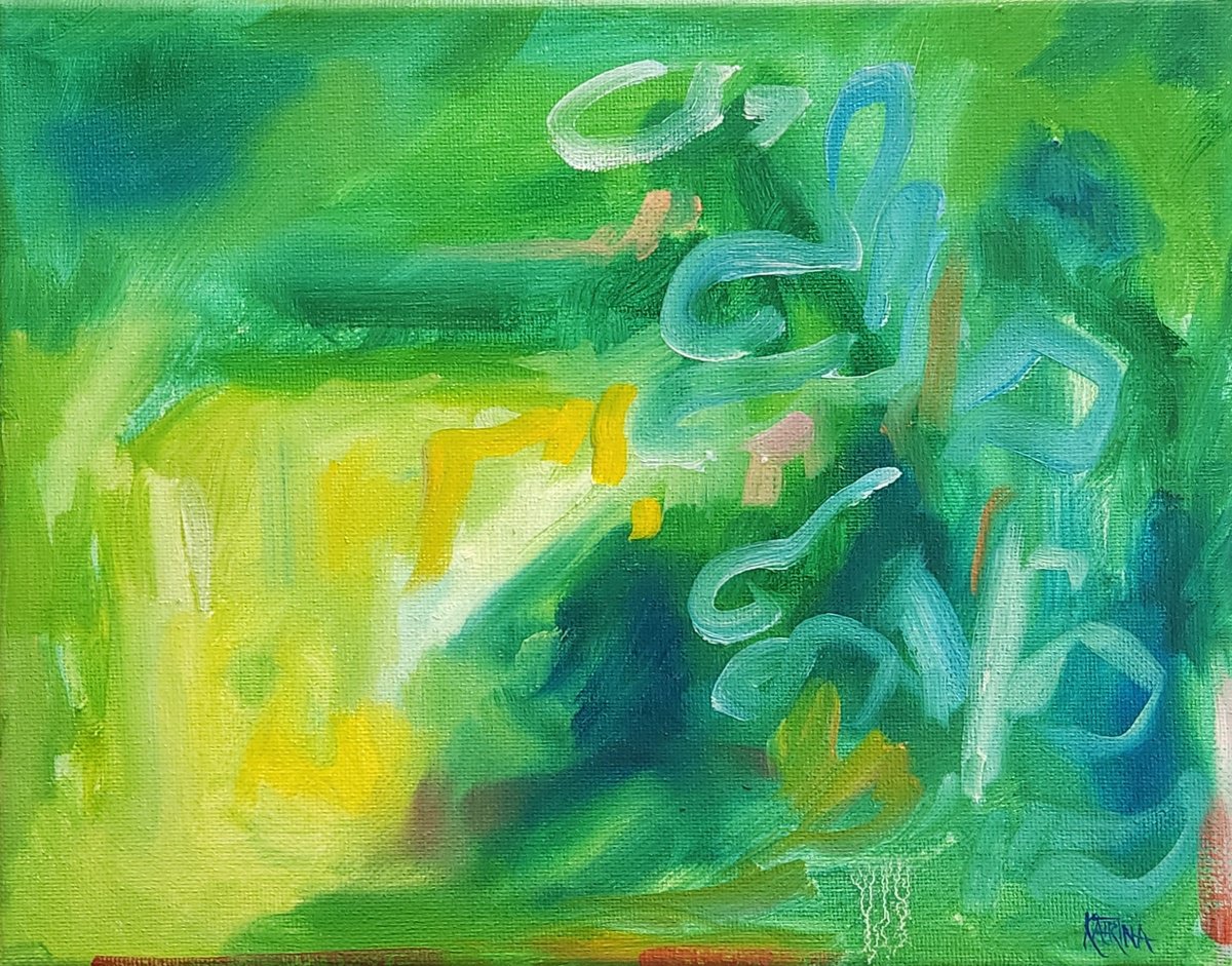 Organic Abstract Oil Painting By Katrina Case, 12 X 9", Bloom Where You Are, Original Artwork