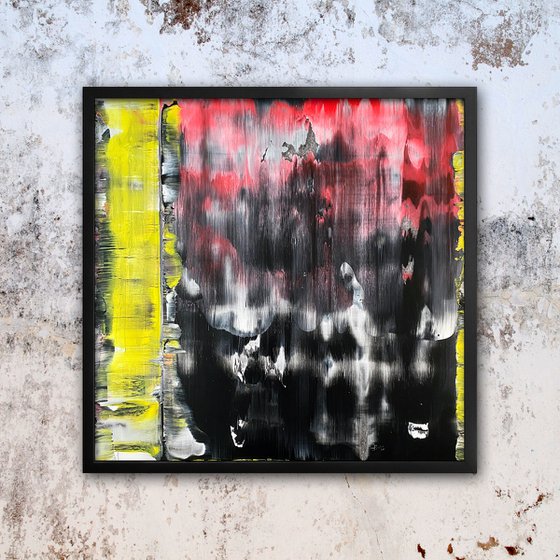 "Divisively So" - Original PMS Abstract Acrylic Painting On Plexiglass, Framed - 26" x 26"