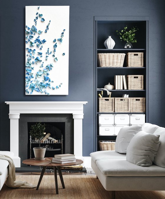 Whimsical Impermanence, blue #3 (24"x48")