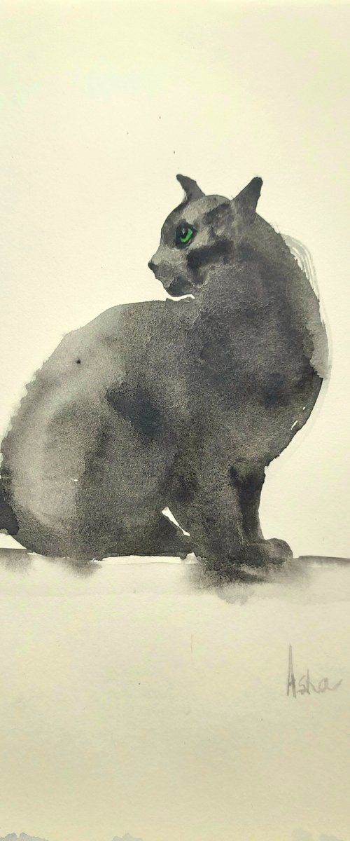 The Black Cat on the wall by Asha Shenoy