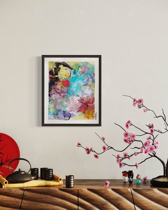 Butterfly Kisses - energetic bold contemporary abstract art painting