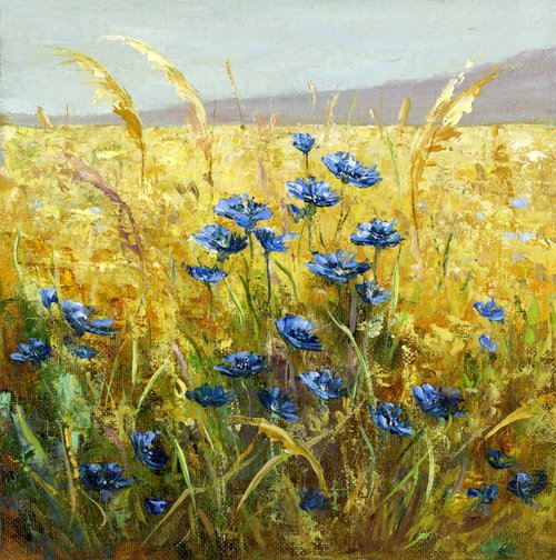 Field with Wheat and Cornflowers by VICTO