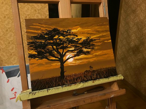 Golden sunset. Safari