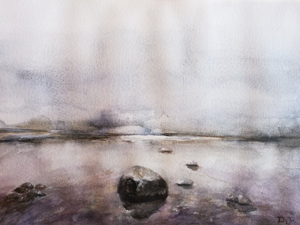 Impressionistic Landscape Watercolour By Daniela Roughsedge, 14 X 10, In The Shallows, Original Artwork