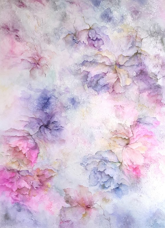 Textured impasto floral painting Сolourful dreams