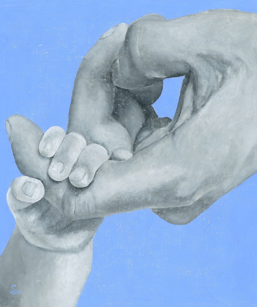 Expressive Portrait Acrylic Painting By Margarita Stepanova, 18 X 22", The Voices Of Our Children, Original Artwork