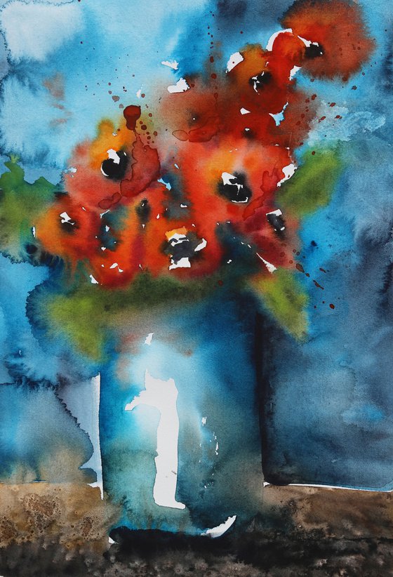 Poppy Flowers In Vase