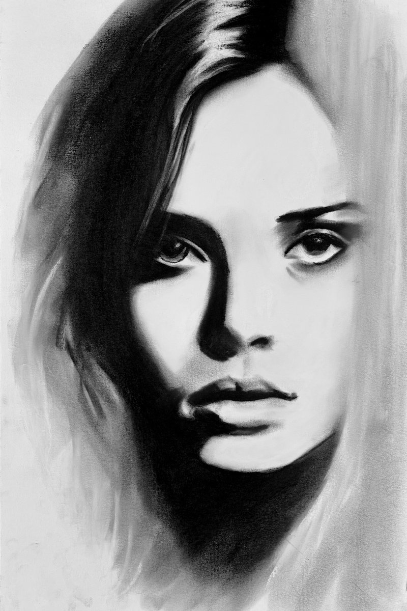 Illustrative Charcoal Drawing , Between Two Lights By Denny Stoekenbroek, 13 X 20, Artwork For Sale On Artfinder