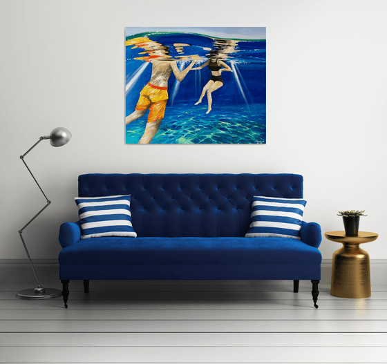 Large underwater painting 100-120cm