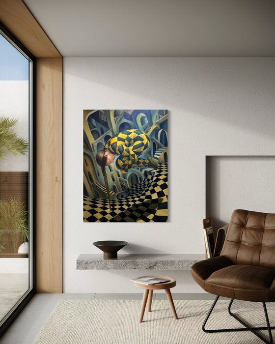 Original Oil Painting The Equilibrist Dream