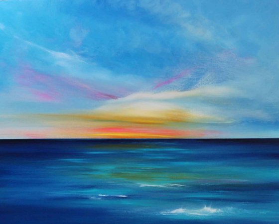 Dusk Embers - Cornish Seascape, Art, Skyscape