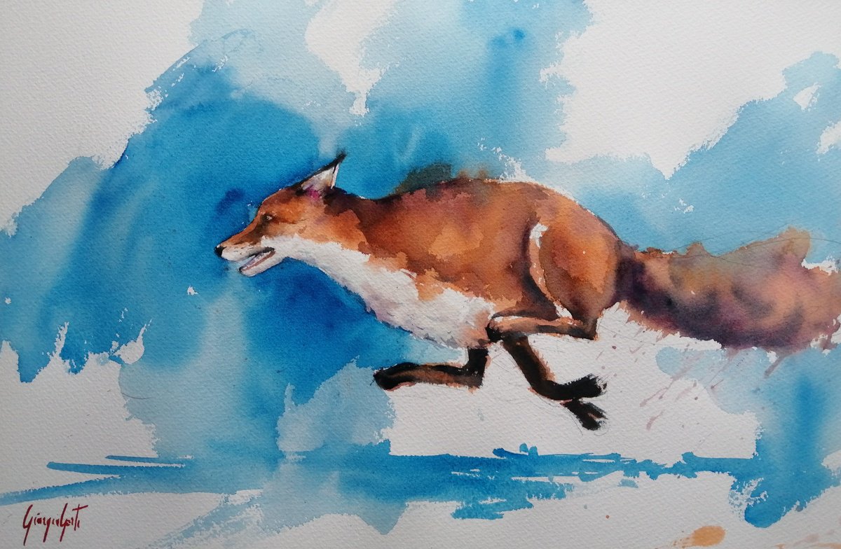 Impressionistic Watercolour , Fox 11 By Giorgio Gosti, 21 X 14, Artwork For Sale On Artfinder