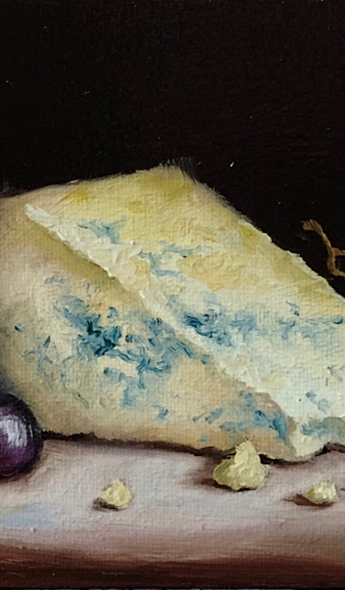 Blue Stilton Cheese with grapes by Jane Palmer Art