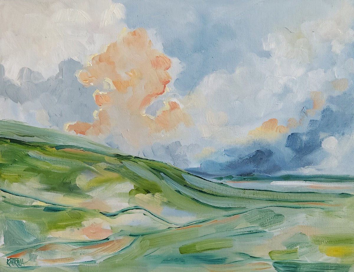 Impressionistic Landscape Oil Painting By Katrina Case, 15 X 12", Across These Sacred Hills, Original Artwork