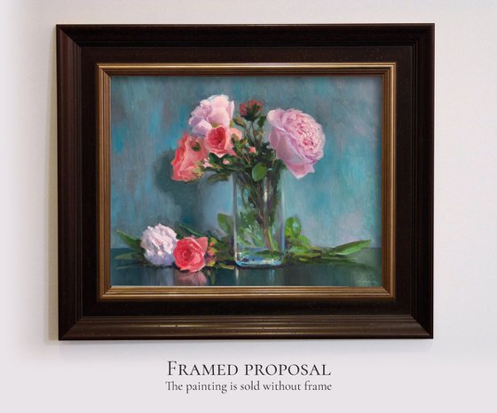 Peonies and Roses in a Vase