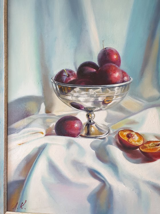 "There will be a plum cake."  still life summer liGHt original painting  GIFT (2020)