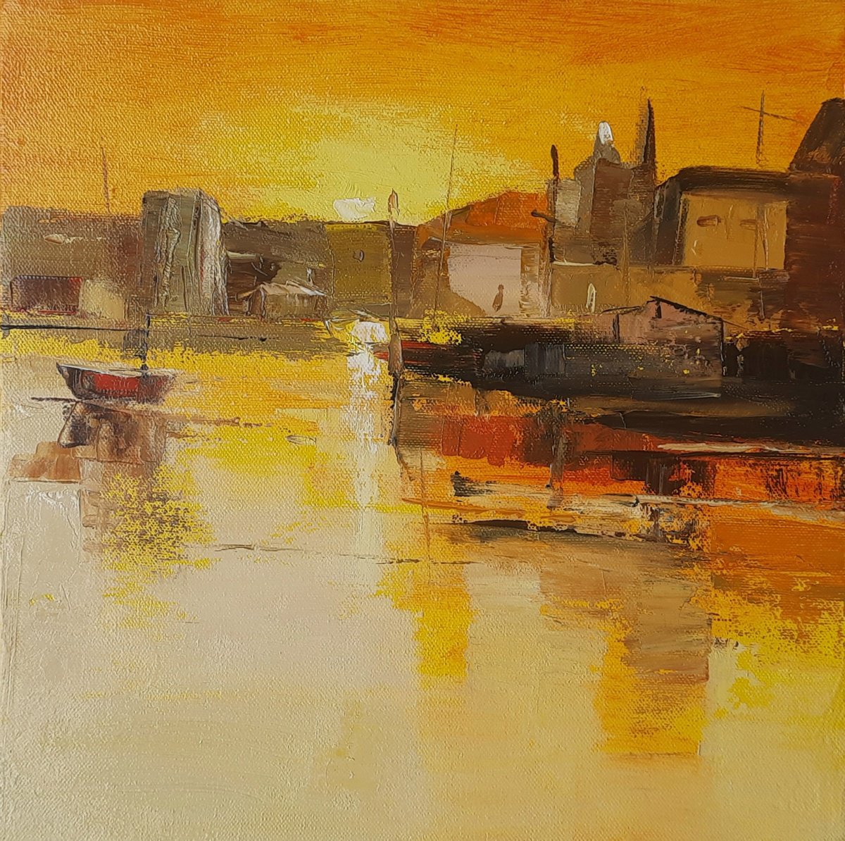 Impressionistic Landscape Oil Painting By Athaang Art, 12 X 12, Sunset, Original Artwork