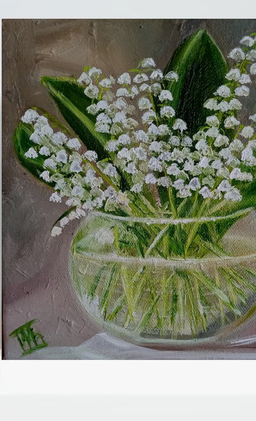 Lilies of the valley in a vase by Ira Whittaker