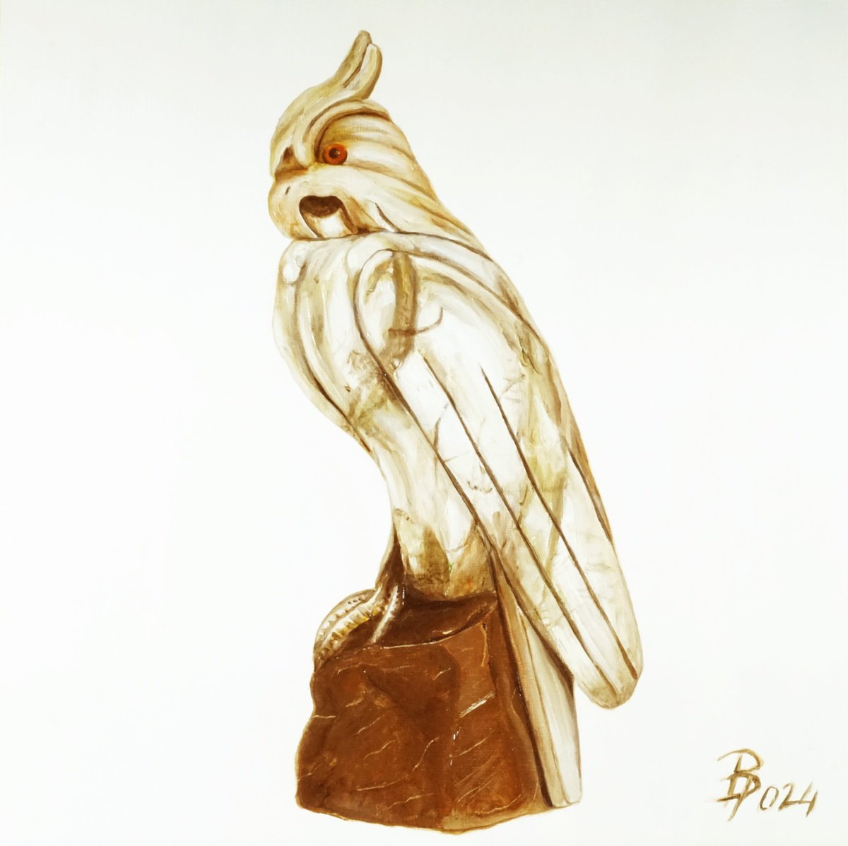 Expressive Animal Oil Painting By Paolo Borile, 11 X 11", Dream #10, Original Artwork