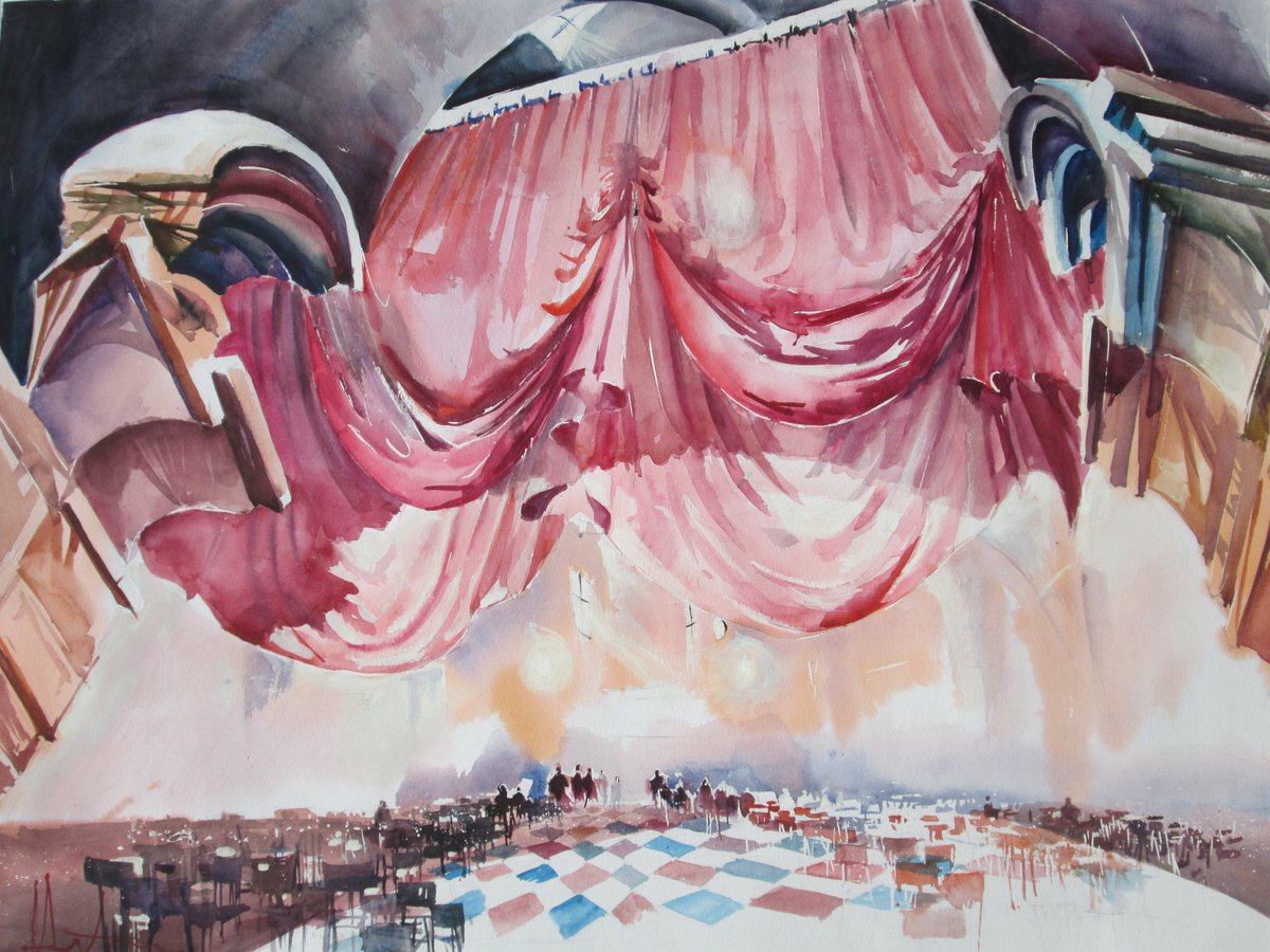 Red curtain by RADU DUMITRESCU