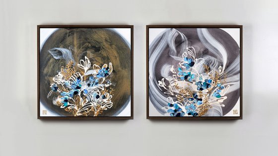 Lazuli Blooms Diptych