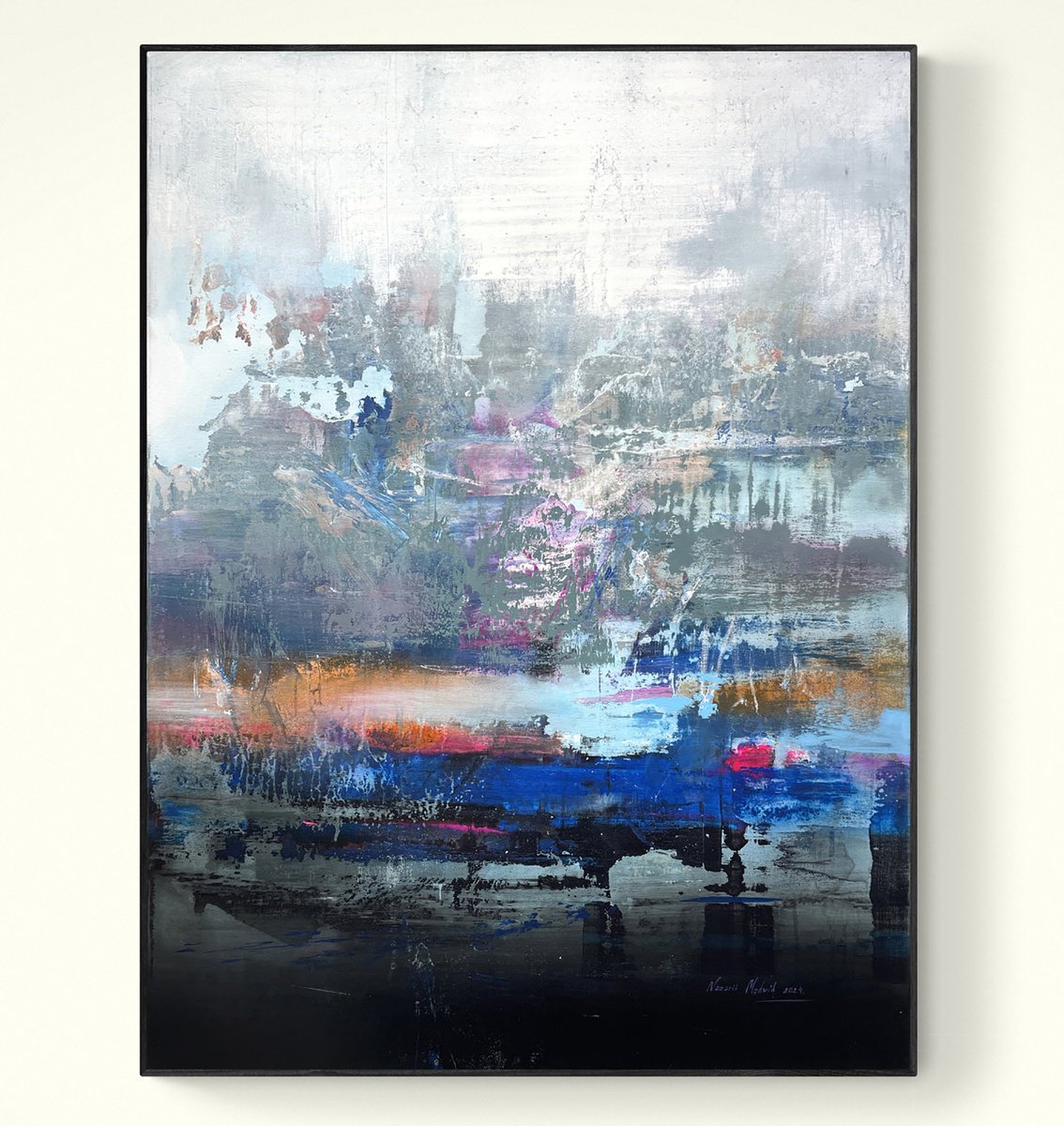 Abstract Acrylic Painting By Nazarii Medvid, 35 X 47", Structure 111, Original Artwork