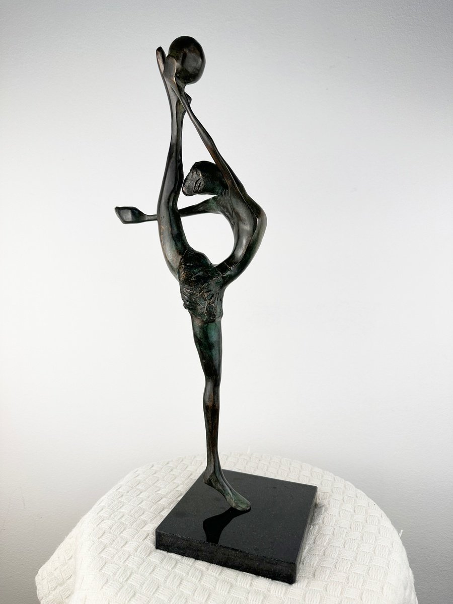 Expressive Portrait Bronze Sculpture By Toth Kristof, 3 X 15", Ballet 2., Original Artwork