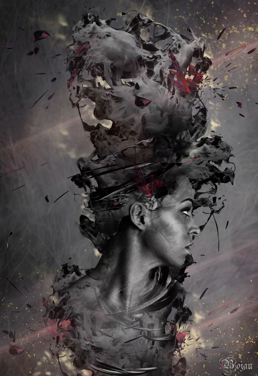 Graphic Portrait Photograph By Bojan Jevtic, 22 X 32, Just A Little Pissed Off, Original Artwork