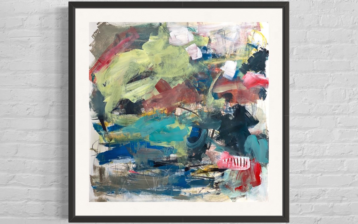 Organic Abstract Acrylic Painting By Kat Crosby, 30 X 30", Throwing Caution To The Wind, Original Artwork