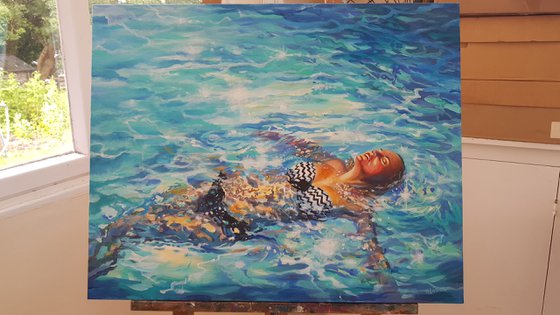 Tranquillity. Swimmer paining