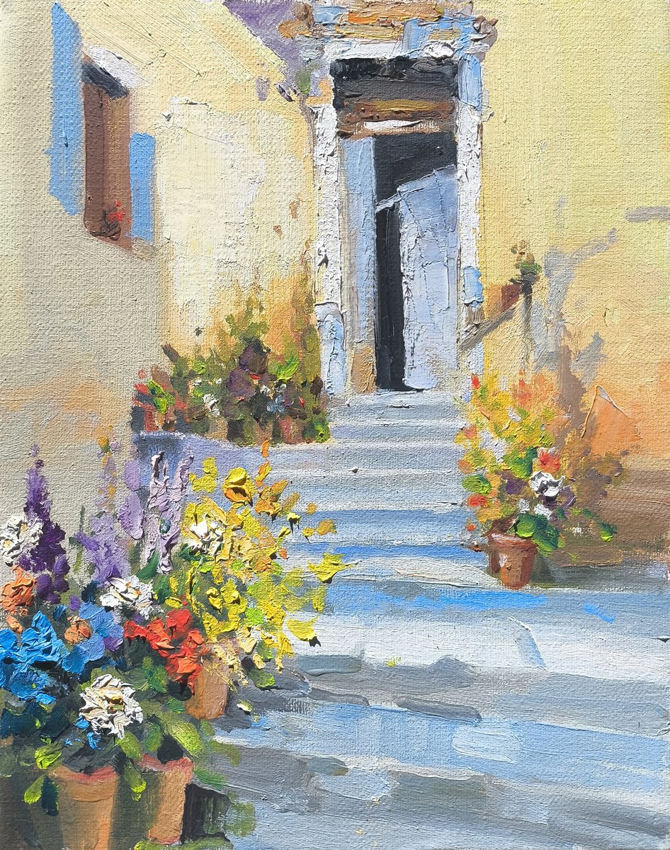 Impressionistic Botanical Oil Painting By Hrach Baghdasaryan, 9 X 12, Steps Of Spring, Original Artwork