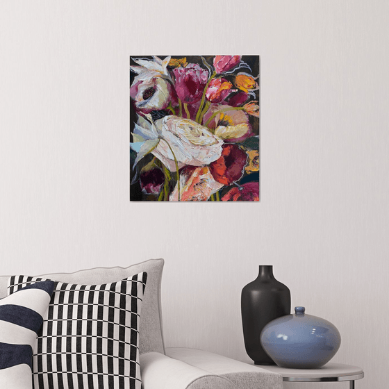 Floral romantic dream original painting on canvas