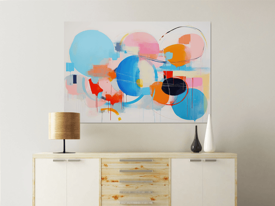 Emotional Abstract Painting with water blue shape 0612232